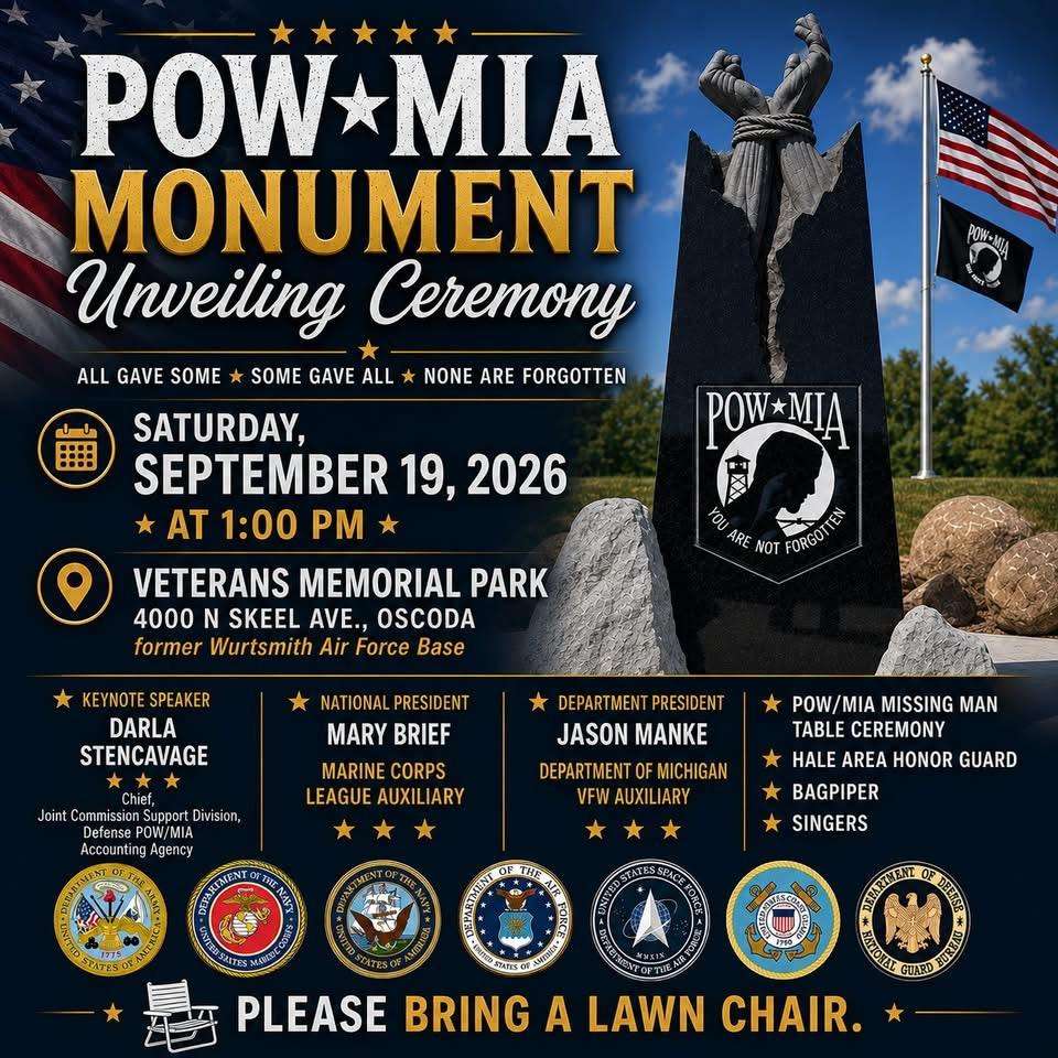 9-19-2026 Oscoda POW-MIA Monument Unveiling and Dedication